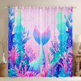 thumbnail image 1 of Manfei Cartoon Mermaid Girl Curtains Pack of 2 (42x84 Each),Ocean Princess Curtains Blackout,Kawaii Sea Animal Bedroom Curtains,Ultra Soft Home Decor, 1 of 6