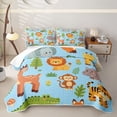 thumbnail image 1 of Manfei Cartoon Monkey Pattern Twin Quilt Set,Kawaii Rabbit Twin Coverlet Set,Blue,2-Piece, 1 of 7