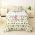 thumbnail image 1 of Manfei Cartoon Monogram L Pattern Twin Comforter Sets,Cute Unicorn Bedding Set,Yellow,Polkadot Reversible,2 Pieces,1 Comforter and 1 Pillowcase, 1 of 7