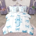 thumbnail image 1 of Homewish Cartoon Monogrammed J Bedding Comforter Set 7pcs for Teens, Watercolor Bow-tie King Bedding Sets, Blue Kawaii Letter Reversible Bed Sheets, Luxury Bedroom Decor, 1 of 7