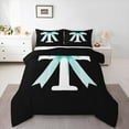 thumbnail image 1 of Manfei Cartoon Monogrammed T Queen Comforter Set, Kawaii Ribbon Bow-tie Bedding Comforter Set, Teen Boy Girl Kid Reversible Bedding Set, Lightweight Room Decor, 3-Piece, 1 of 8