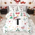 thumbnail image 1 of Homewish Cartoon Monogrammed T Twin Bedding Sets 7-Piece for Kids, Kawaii Bowknot Ribbon Bedding Comforter Set, Reindeer Christmas Hat Reversible Sheet Sets, Super Cozy Room Decor, 1 of 7
