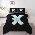 thumbnail image 1 of Manfei Cartoon Monogrammed X Queen Comforter Set, Kawaii Ribbon Bow-tie Bedding Comforter Set, Teen Boy Girl Kid Reversible Bedding Set, Microfiber Bedroom Decor, 3 Pieces, 1 of 8