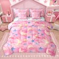 thumbnail image 1 of Manfei Cartoon Moon Stars 7-Piece Twin Bedding Sets for Female Men Teens,Gradient Watercolor Bedding Comforter Set,Ombre Pink Breathable Sheet Sets,Super Cozy Room Decor,Reversible, 1 of 8