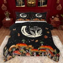 Manfei Cartoon Mushroom Bedding Comforter Set,Rustic Fungus Plant Twin Comforter Sets,bohemian Exotic Style Bedding Set For Girls Teens,Microfiber Bedroom Decor Reversible,2-Piece