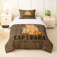 thumbnail image 1 of Manfei Cartoon Orange Fruit Print Twin Comforter Sets,Kawaii Capybara Bedding Set,Brown,Reversible,2 Pieces,1 Comforter and 1 Pillowcase, 1 of 7