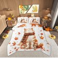 thumbnail image 1 of Manfei Cartoon Orange Kitten Bedding Comforter Set, Kawaii Cat Lover Twin Comforter Sets, Fall Autumn Leaf Reversible Bedding Set, Breathable Home Decor, 2pcs, 1 of 8