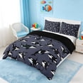 thumbnail image 1 of Manfei Cartoon Orca Dark Gray Duvet Cover Set for Kids Boys and Girls, Nautical Marine Print Bedding Full, Black Reversible 3-Piece, 1 Duvet Cover and 2 Pillowcases, 1 of 7