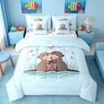 thumbnail image 1 of Manfei Cartoon Otter Couple Love Heart Twin Bedding Sets for Kids Boys and Girls, Animal Print Bedding Comforter Set, Polka Dots Reversible 7pcs, 1 of 6