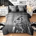 thumbnail image 1 of Manfei Cartoon Owl Full Size Bedding Sets, Jungle Animal Full Size Bed in a Bag, Black Gray, Black Reversible, 7pcs, 1 of 6