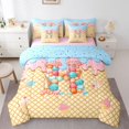 thumbnail image 1 of Manfei Cartoon Pattern 7-Piece Twin Bedding,Cute Ice Cream Bedding Comforter Set,Yellow,Pink Reversible, 1 of 7