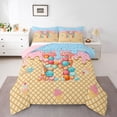thumbnail image 1 of Manfei Cartoon Pattern Queen Comforter Set,Cute Ice Cream Comforter Sets Queen,Yellow,Pink Reversible,3-Piece,1 Comforter and 2 Pillowcases, 1 of 7