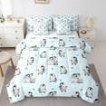 thumbnail image 1 of Manfei Cartoon Penguin Child Twin Bedding Sets 7-Piece, Cute Stars Print Bedding Comforter Set, Kawaii Antarctic Animal Reversible Sheet Sets, Microfiber Bedroom Decor, 1 of 7