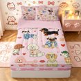 thumbnail image 1 of Manfei Cartoon Pet Collage Zipper Queen Comforter Set with Fitted Sheet and 2 Pillowcases, Cute Love Heart Zipper Bedding Set, Pink, Pink Reversible, 4-Piece, 1 of 7