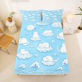 thumbnail image 1 of Manfei Cartoon Pet Fitted Sheet Queen, Cute Ocean Wave Bedding, Blue White, 3pcs, 1 Fitted Sheet and 2 Pillowcases, 1 of 6