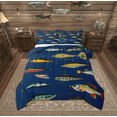 thumbnail image 1 of Manfei Cartoon Pike Fish Bedding Comforter Set for Child, Hunting and Fishing Twin Comforter Sets, Fishhook Reversible Bedding Set, Lightweight Room Decor, 2pcs, 1 of 9