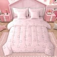 thumbnail image 1 of Manfei Cartoon Pink Animal Twin Bedding Sets 7-Piece for Kids, Kawaii Bunnies Rabbit Bedding Comforter Set, Cute Princess Style Reversible Sheet Sets, Lightweight Room Decor, 1 of 8