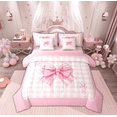 thumbnail image 1 of Manfei Cartoon Pink S Bedding Comforter Set 7 Pieces, Kawaii Princess Bowknot Full Bedding Set, Initial Letter Theme Reversible Fitted Sheet Flat Sheet, Breathable Home Decor, 1 of 7