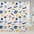 thumbnail image 1 of Manfei Cartoon Planets Shower Curtain 72Wx72L,Cute Rocket Print Bathroom Curtain,Blue Orange White, 1 of 5