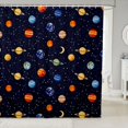thumbnail image 1 of Manfei Cartoon Planets Shower Curtain 72Wx84L,Moon Starry Sky Print Bathroom Shower Curtain,Dark Blue, 1 of 5