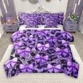 thumbnail image 1 of Manfei Cartoon Princess Bowknot 7 Pieces Bedding Comforter Set for Teens, Black Purple Ribbon Full Bedding Set, Romantic Leopard Print Reversible Fitted Sheet Flat Sheet, Breathable Home Decor, 1 of 8