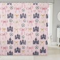 thumbnail image 1 of Manfei Cartoon Princess Castle Shower Curtain 72Wx72L,Pink Kawaii Bowtie Bathroom Curtain, 1 of 5