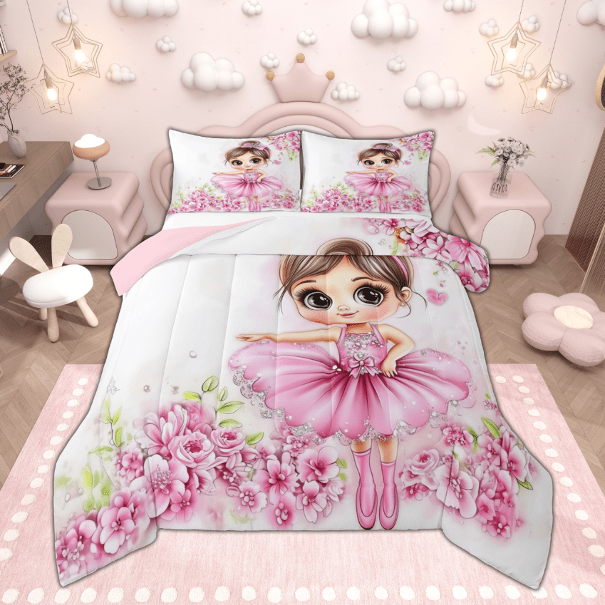 Manfei Cartoon Princess Queen Comforter Set, Ballet Girl Bedding Sets ...