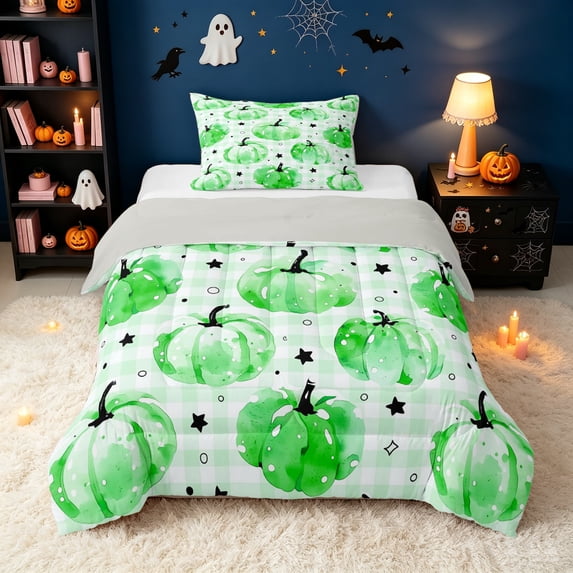 Manfei Cartoon Pumpkin Twin Comforter Sets, Checker Buffalo Bedding Set ...