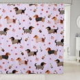 thumbnail image 1 of Manfei Cartoon Puppy Shower Curtain 72Wx72L, Dachshund Pet Animal Bathroom Curtain, Lavender, 1 of 5