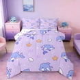 thumbnail image 1 of Manfei Cartoon Purple Dolphin Starfish Seashell Queen Comforter Set for Kids Boys and Girls, Marine Life Print Bedding Comforter Set, Polka Dots Reversible 3-Piece, 1 Comforter and 2 Pillowcases, 1 of 6