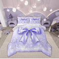 thumbnail image 1 of Manfei Cartoon Purple Ribbon Bedding Comforter Set, Princess Bowknot Bow Twin Comforter Sets, Teen Boy Girl Kid Reversible Bedding Set, Lightweight Room Decor, 2-Piece, 1 of 8