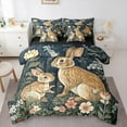 thumbnail image 1 of Manfei Cartoon Rabbit Bedding Comforter Set 7-Piece for Kids, Mystic Bohemian Animal King Bedding Sets, Tribal Western Floral Reversible Bed Sheets, Super Cozy Room Decor, 1 of 7