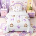 thumbnail image 1 of Manfei Cartoon Rabbit Twin Comforter Sets,Cute Coquette Bowknot Bedding Set,Reversible,2 Pieces,1 Comforter and 1 Pillowcase, 1 of 7