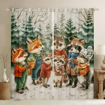 Manfei Cartoon Raccoon Black Out Curtains for Teens, Vintage Fairy Tale Animal Curtains Pack of 2 (42x63 Each), Western Christmas Bedroom Curtains, Curtains and Drapes Decor