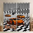 thumbnail image 1 of Manfei Cartoon Racing Cars Blackout Curtains,Checkered Flag Curtains Pack of 2 (42x84 Each),Orange, 1 of 7