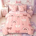thumbnail image 1 of Manfei Cartoon Rainbow 7-Piece King Bedding,Pink Princess Bowtie King Bed in a Bag,Pink Reversible, 1 of 7