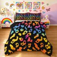 thumbnail image 1 of Manfei Cartoon Rainbow King Size Comforter Sets, Ink Leopard Print Comforters King Size, Black Orange, Black Reversible, 3pcs, 1 Comforter and 2 Pillowcases, 1 of 7