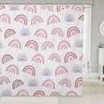 thumbnail image 1 of Manfei Cartoon Rainbow Shower Curtain 72Wx78L, Cute Love Heart Bath Curtain, White Purple, 1 of 5