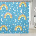 thumbnail image 1 of Manfei Cartoon Rainbow Shower Curtain 72Wx84L, Moon Groovy Flower Bathroom Shower Curtain, Sky Blue, 1 of 5