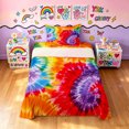 thumbnail image 1 of Manfei Cartoon Rainbow Twin Sheets, Ink Tie Dye Bedding, Red Orange, 3pcs, 1 Flat Sheet, 1 Fitted Sheet and 1 Pillowcase, 1 of 6
