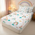 thumbnail image 1 of Manfei Cartoon Rainbow Zipper Queen Comforter Set with Fitted Sheet and 2 Pillowcases, Kawaii Sky Cloud Zipper Bedding Set, White Teal, Polkadot Reversible, 4 Pieces, 1 of 7