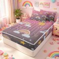 thumbnail image 1 of Manfei Cartoon Rainbow Zipper Twin Comforter Sets with Fitted Sheet and 2 Pillowcases, Glitter Starry Sky Zipper Bedding Set, Pink Gray, Stars Reversible, 4-Piece, 1 of 7