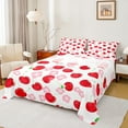 thumbnail image 1 of Manfei Cartoon Red Cherry Bed Sheets for Kids, Kawaii Cherry Blossoms King Sheets, Cute Fruit Sheet Set, Microfiber Bedroom Decor, 4-Piece, 1 of 7