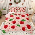 thumbnail image 1 of Manfei Cartoon Red Cherry Bedding Comforter Set for Teens, Yummy Summer Fruit Twin Comforter Sets, Kawaii Love Heart Reversible Bedding Set, Super Cozy Room Decor, 2pcs, 1 of 8