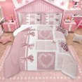 thumbnail image 1 of Manfei Cartoon Ribbon Bow Bedding Comforter Set for Kids, Pink Dreamy Butterfly Twin Comforter Sets, Princess Love Heart Reversible Bedding Set, Luxury Bedroom Decor, 2 Pieces, 1 of 9