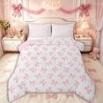 thumbnail image 1 of Manfei Cartoon Ribbon Bow Knot Full Size Comforter Sets 3 Pieces for Kids Girls,Cute Polka Dots Bedding Sets for Teens Female,Pink Reversible,Super Cozy Room Decor, 1 of 6