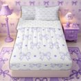 thumbnail image 1 of Manfei Cartoon Ribbon Bow Knot Zipper Full Size Comforter Sets with Fitted Sheet and 2 Pillowcases,Cute Purple Polka Dots Zipper Bedding Set for Teens,4pcs,Reversible, 1 of 6