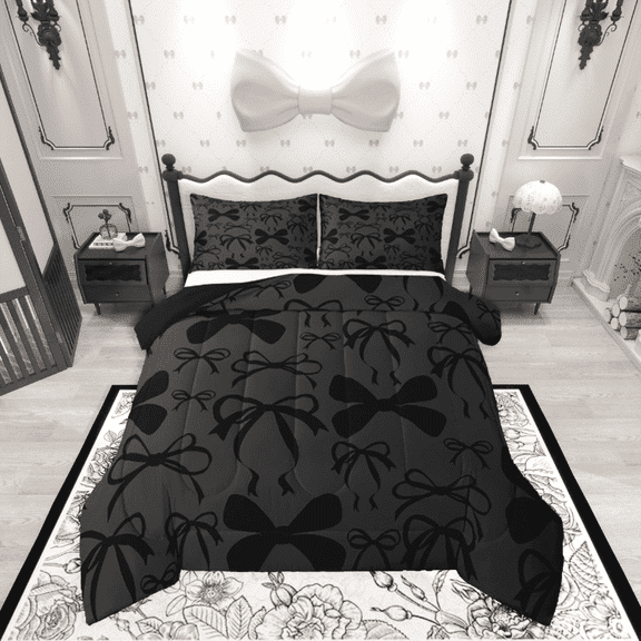Manfei Cartoon Ribbon Bowknot 2pcs Twin Comforter Set - Dreamy Princess Style