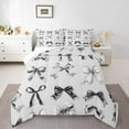 thumbnail image 1 of Manfei Cartoon Ribbon Comforter Sets Full Size, Princess Grey Bow Comforters & Duvets, Cute Bowknot Reversible Bedding Full Comforter Set, Breathable Room Decorative, 3pcs, 1 of 8