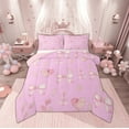 thumbnail image 1 of Manfei Cartoon Ribbon Teens Bedding Comforter Set, Kawaii Pink Floral Twin Comforter Sets, Princess Bowknot Bow Reversible Bedding Set, Luxury Bedroom Decor, 2 Pieces, 1 of 9